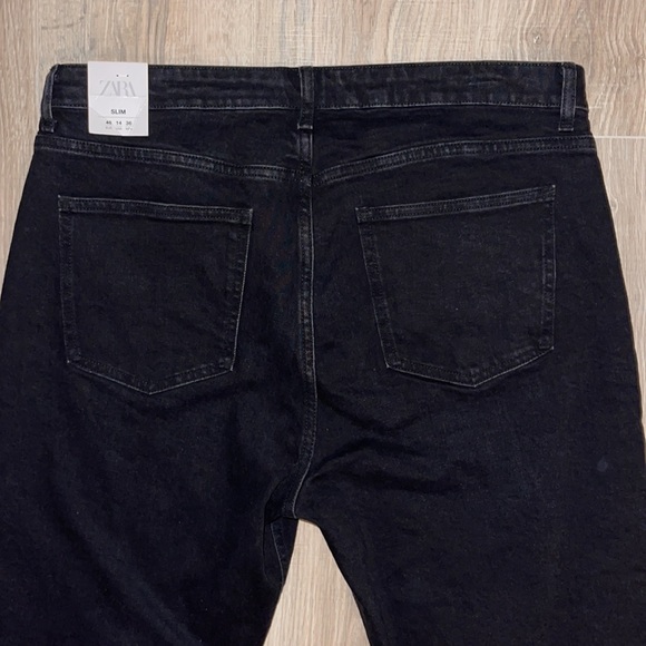 Zara Black Jeans NEW Slim Cut Hi-Rise Ankle Length Size 14 - Picture 11 of 12